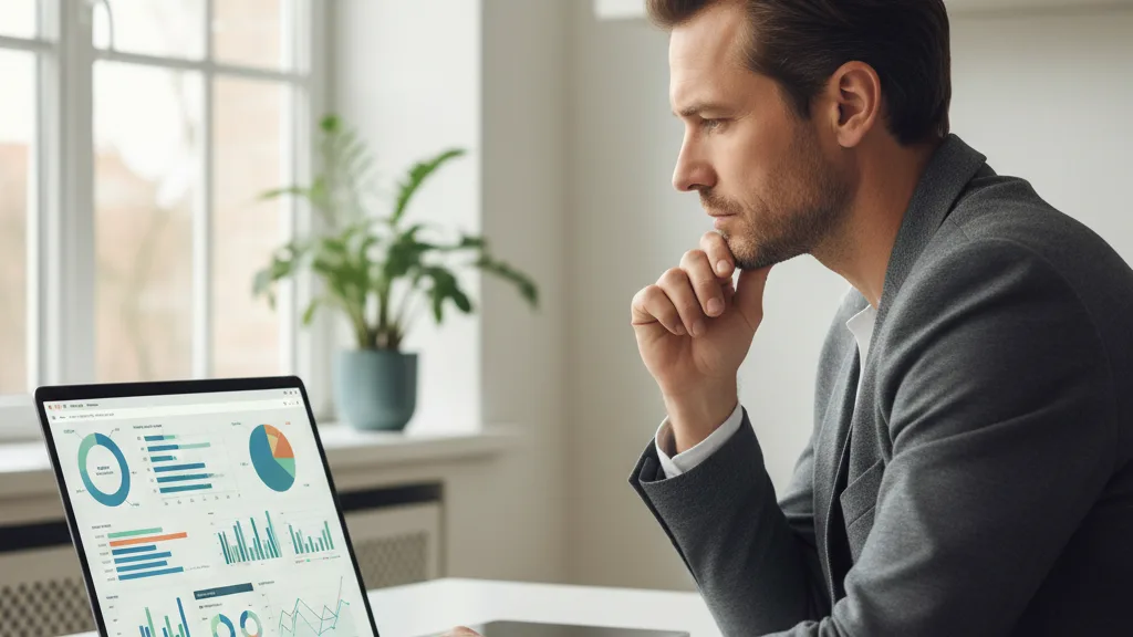 Professionista che analizza le statistiche di un sito web senza contatti