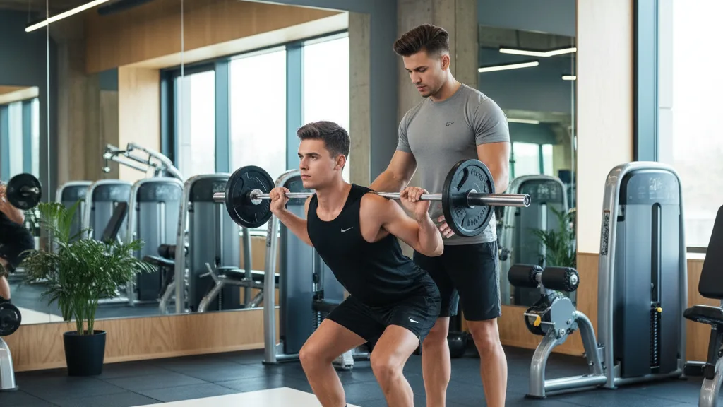personal trainer mentre allena un ragazzo
palestra moderna
